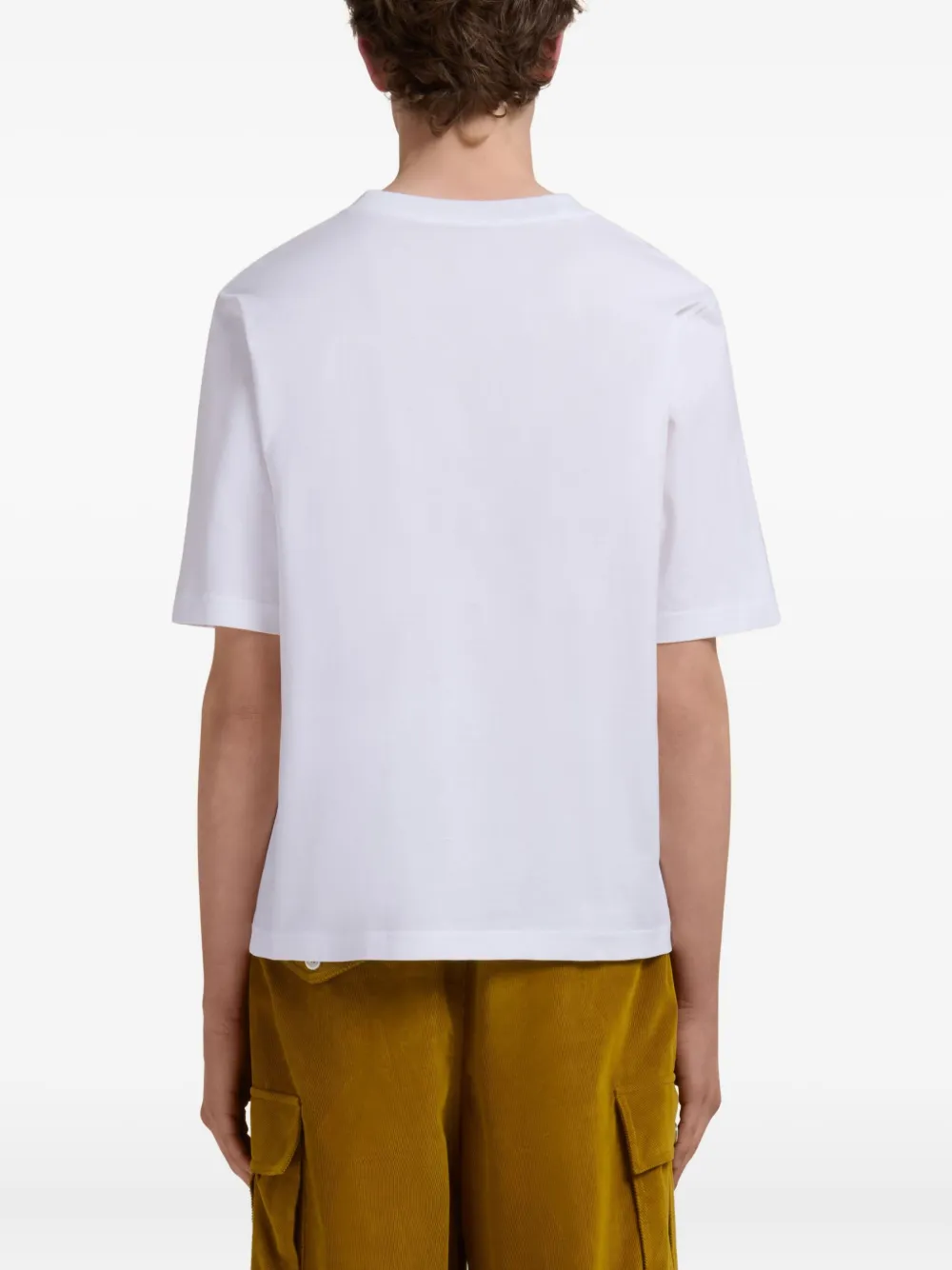 Marni T-shirt met geborduurd logo LOW01 WHITE