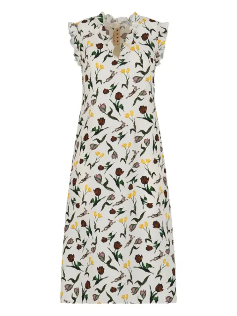 Marni floral-print ruffled midi dress