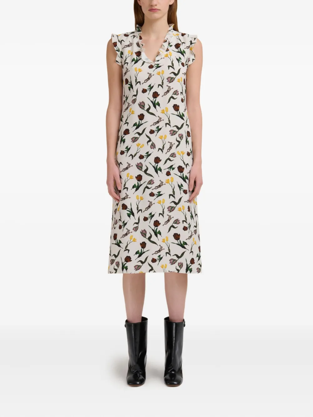 Marni Midi-jurk met bloemenprint - Wit