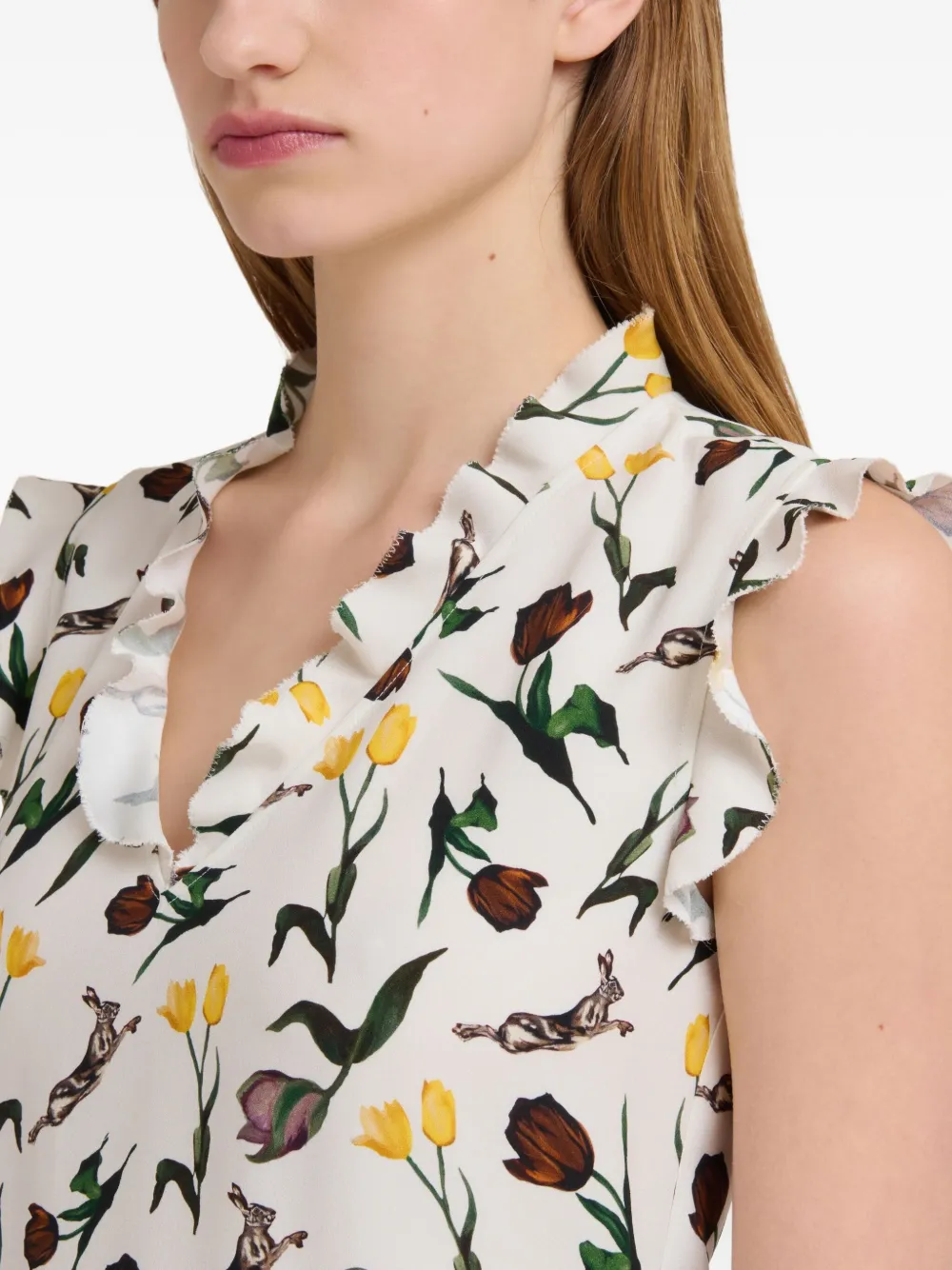 Marni Midi-jurk met bloemenprint Wit