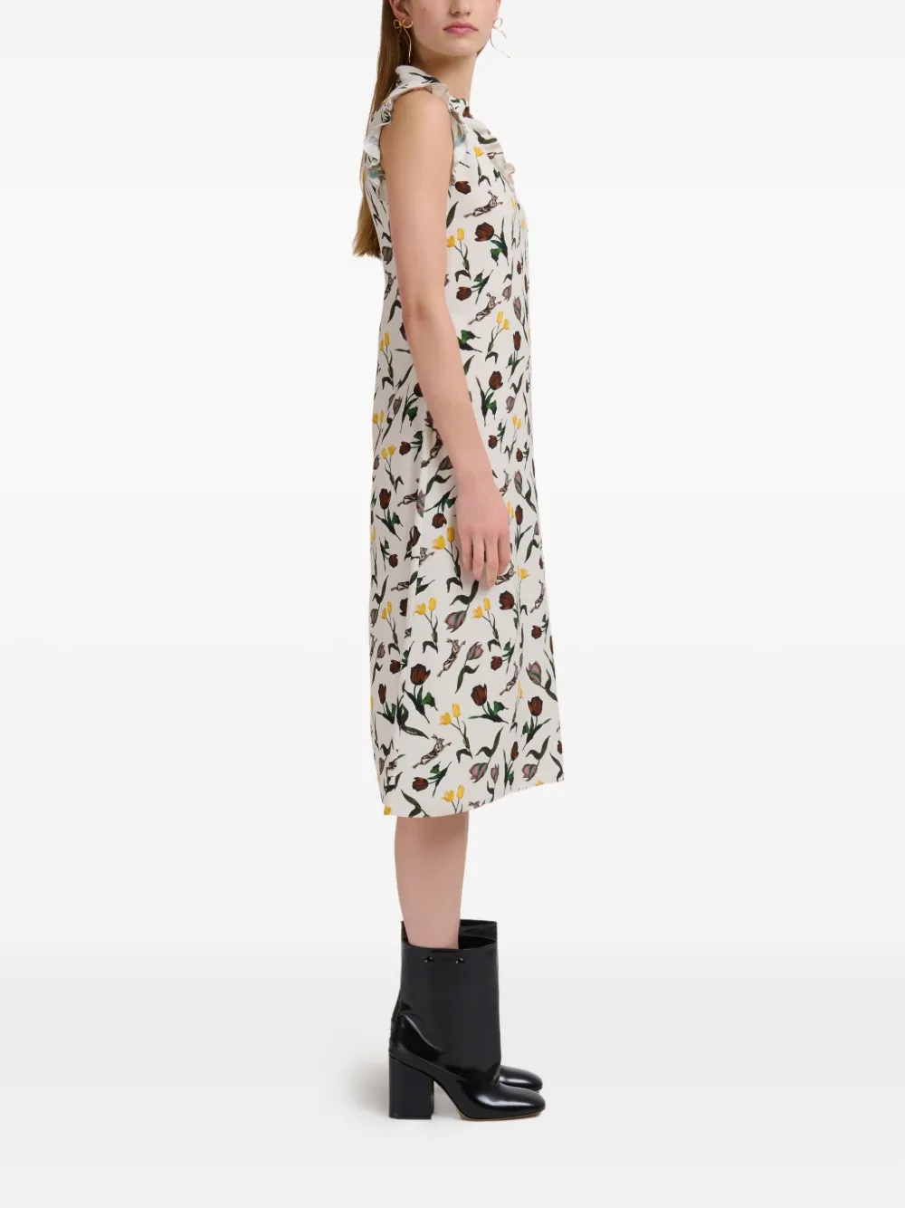 Marni Midi-jurk met bloemenprint Wit