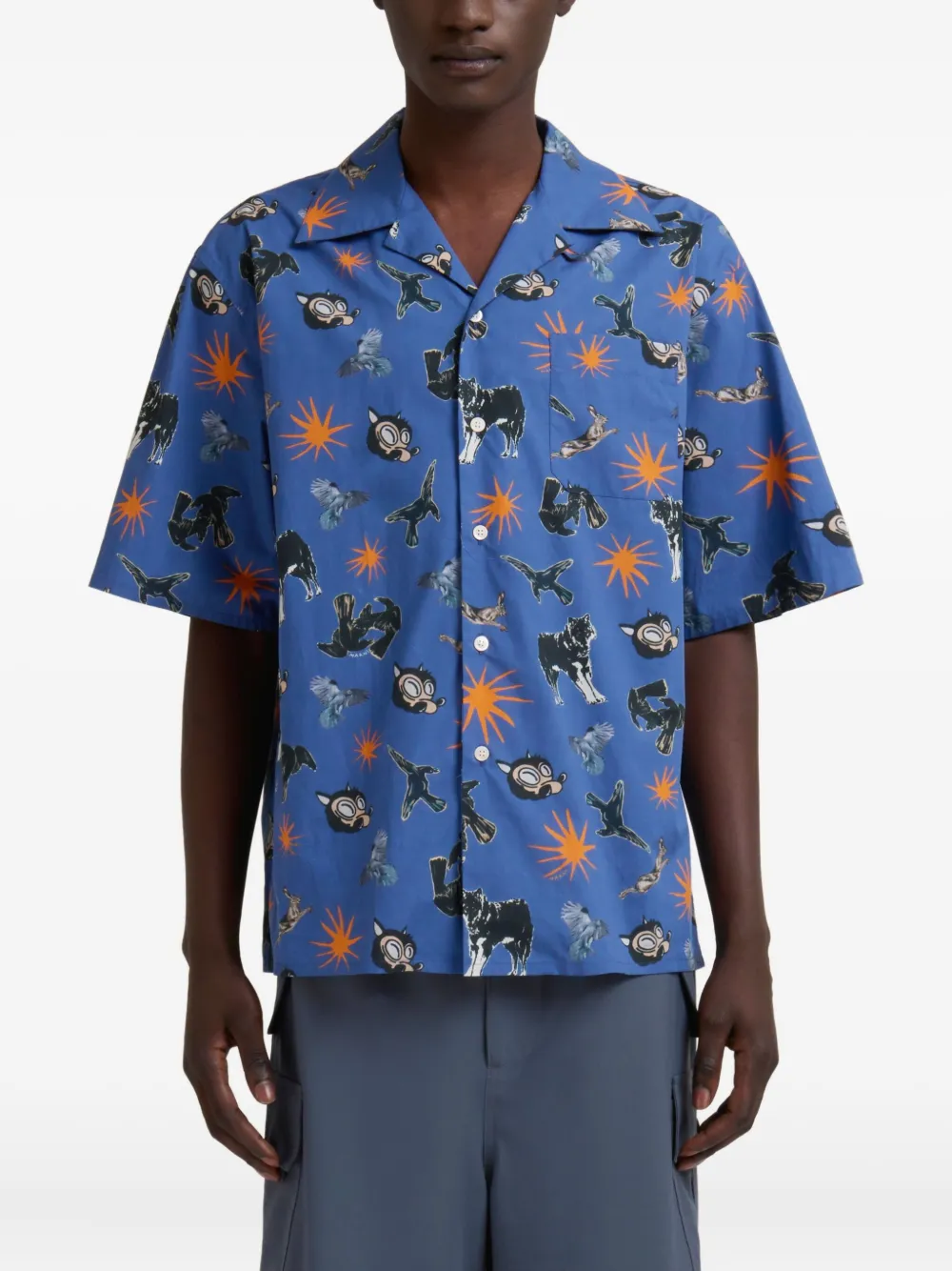 Marni Overhemd met grafische print - Blauw