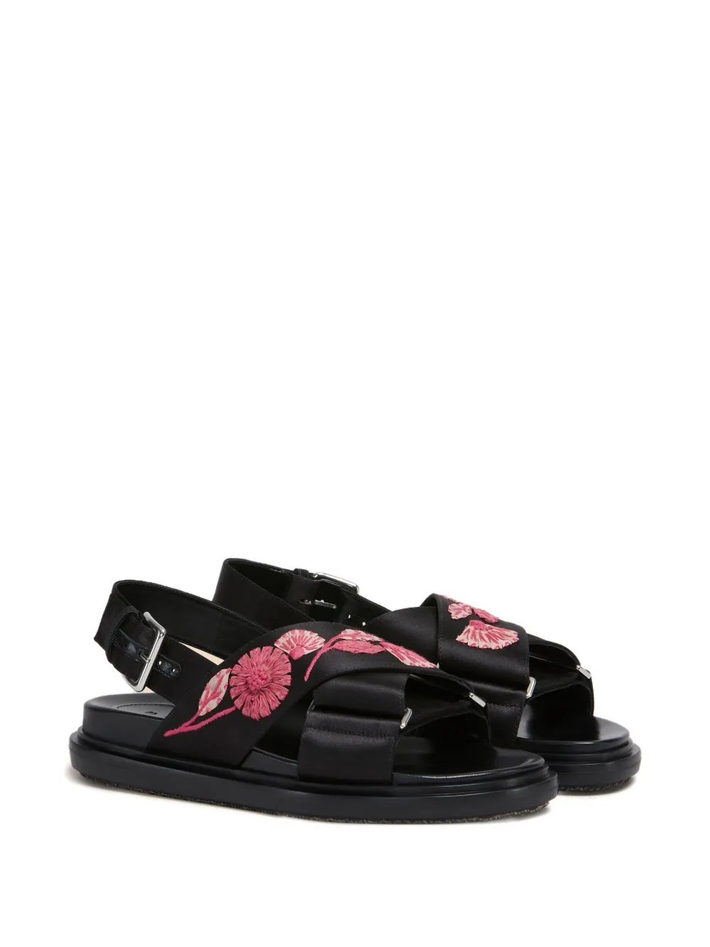 Marni Fussbett floral-embellished sandals Black