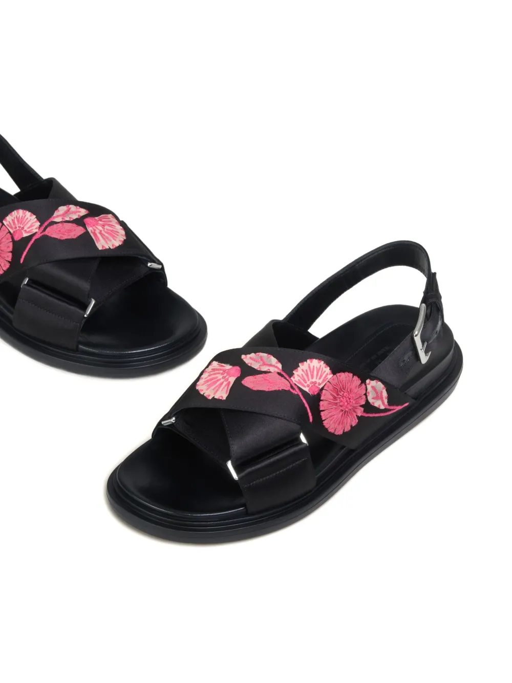 Marni Fussbett floral-embellished sandals Black