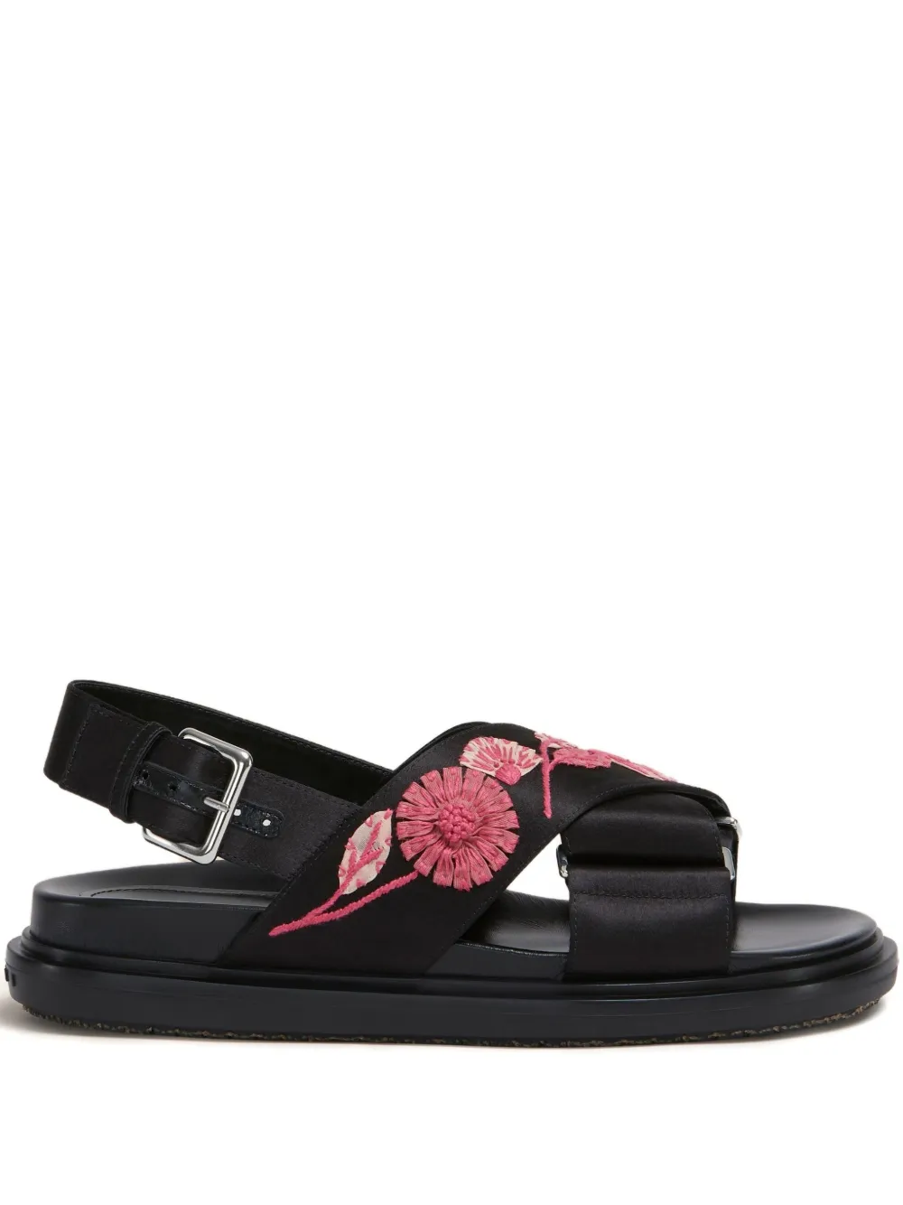Marni Fussbett floral-embellished sandals Black