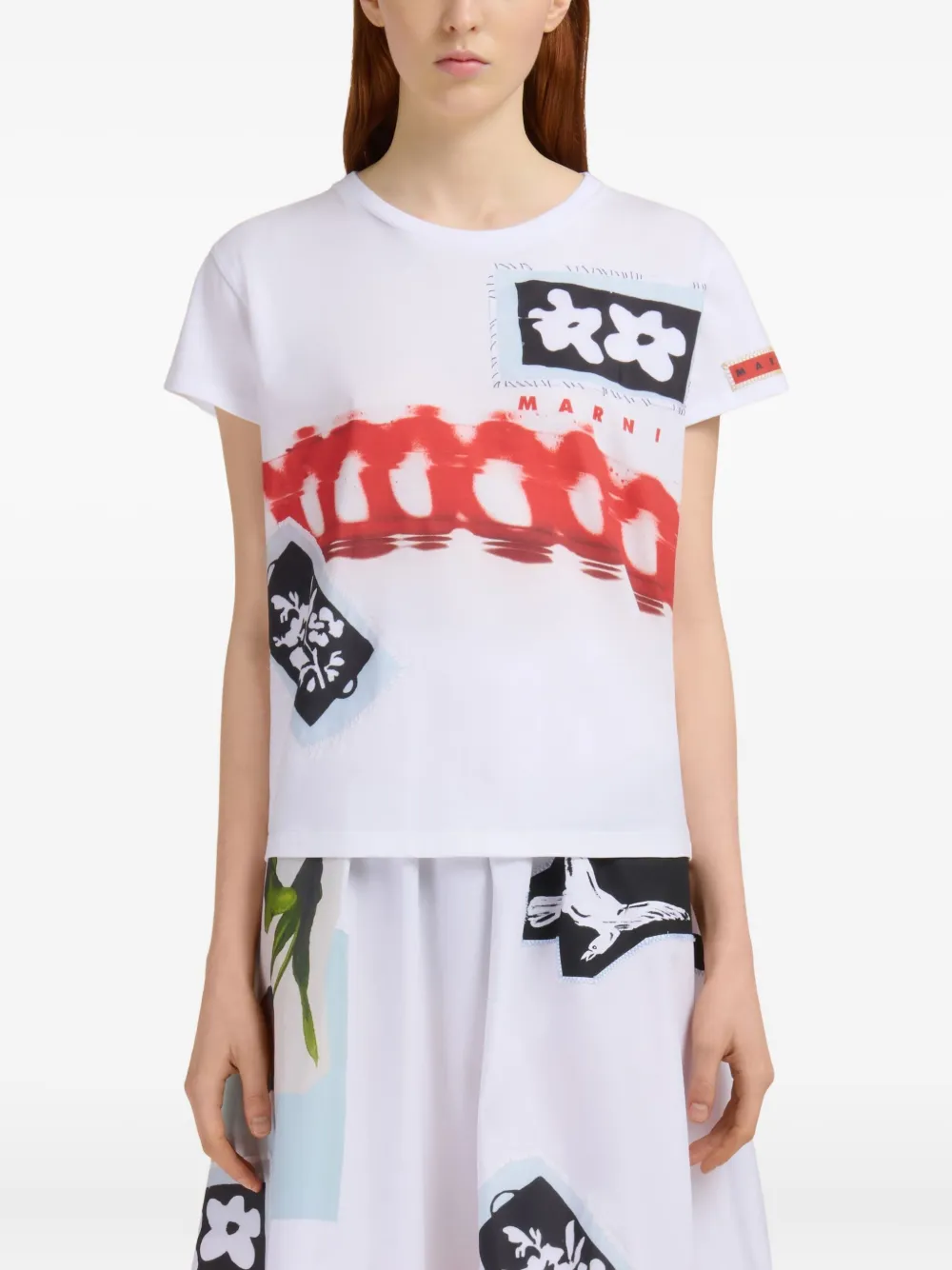Marni T-shirt met grafische print Wit