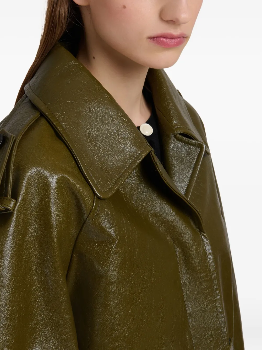 MARNI レザージャケット　かわいい Marni クロップド レザージャケット | グリーン | FARFETCH JP