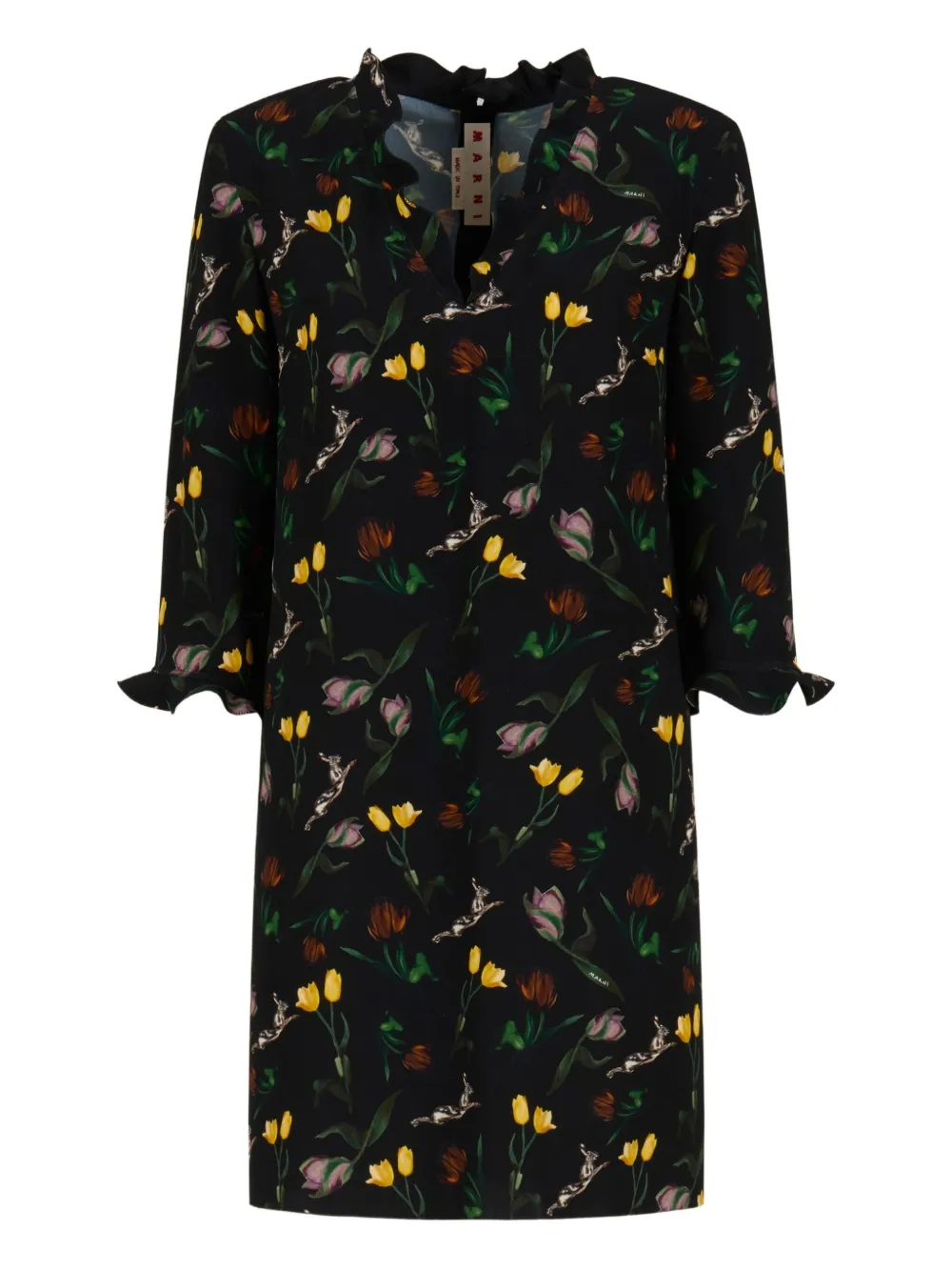 Marni robe courte volantée à fleurs | noir | Image 1