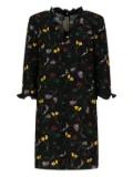 Marni floral-print ruffled mini dress - Black
