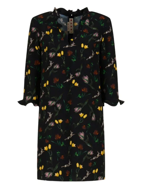 Marni floral-print ruffled mini dress