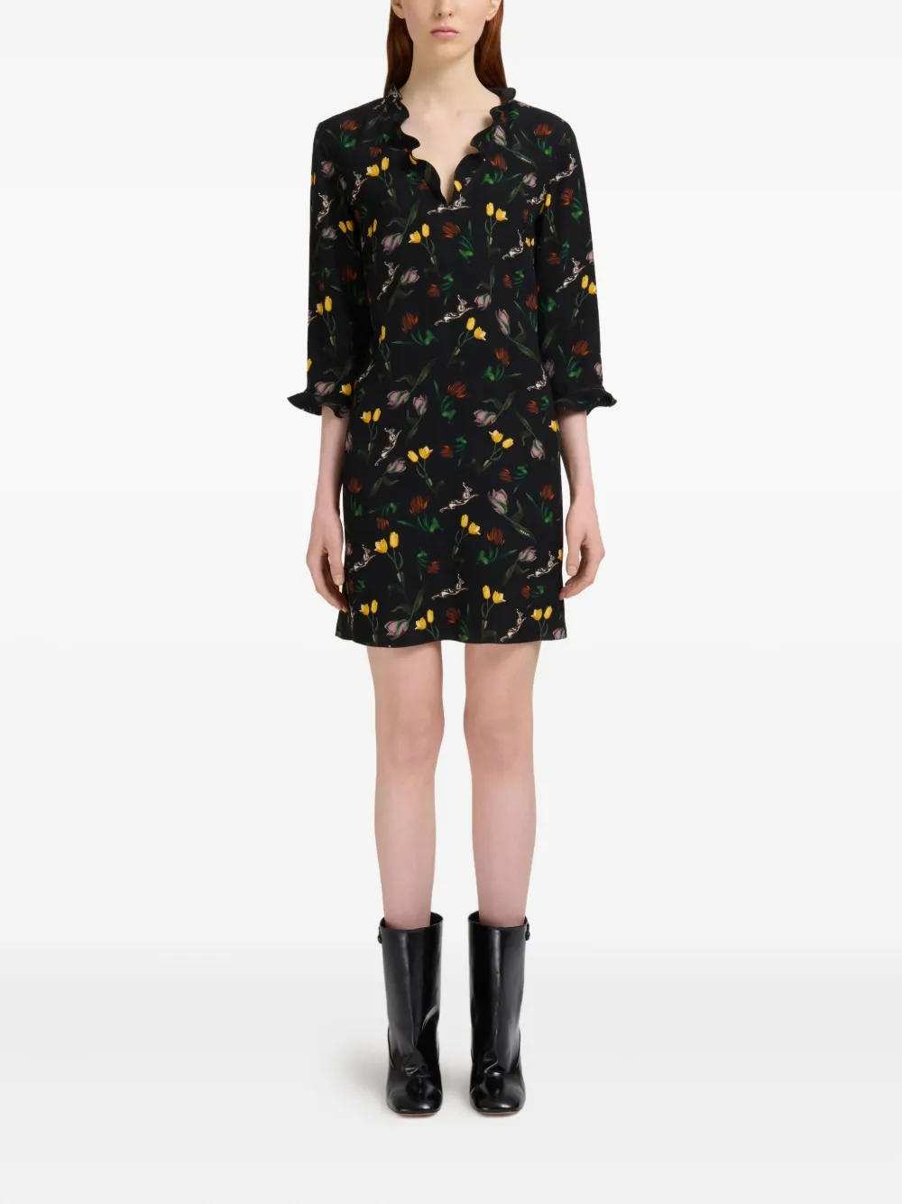 Marni Mini-jurk met bloemenprint - Zwart