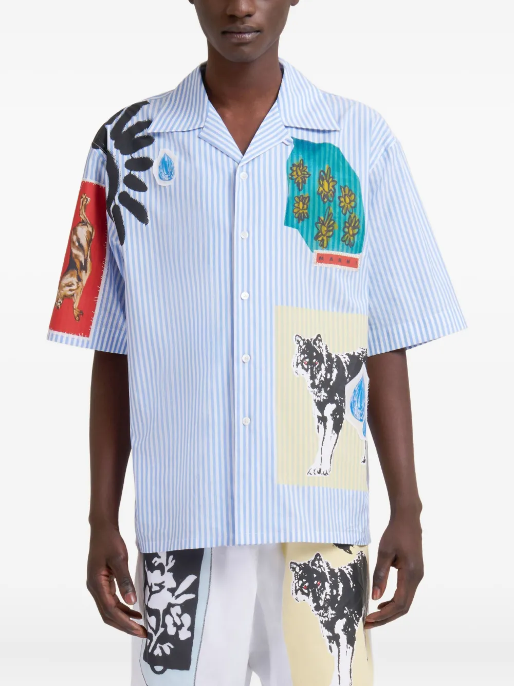 Marni Overhemd met patchwork Blauw
