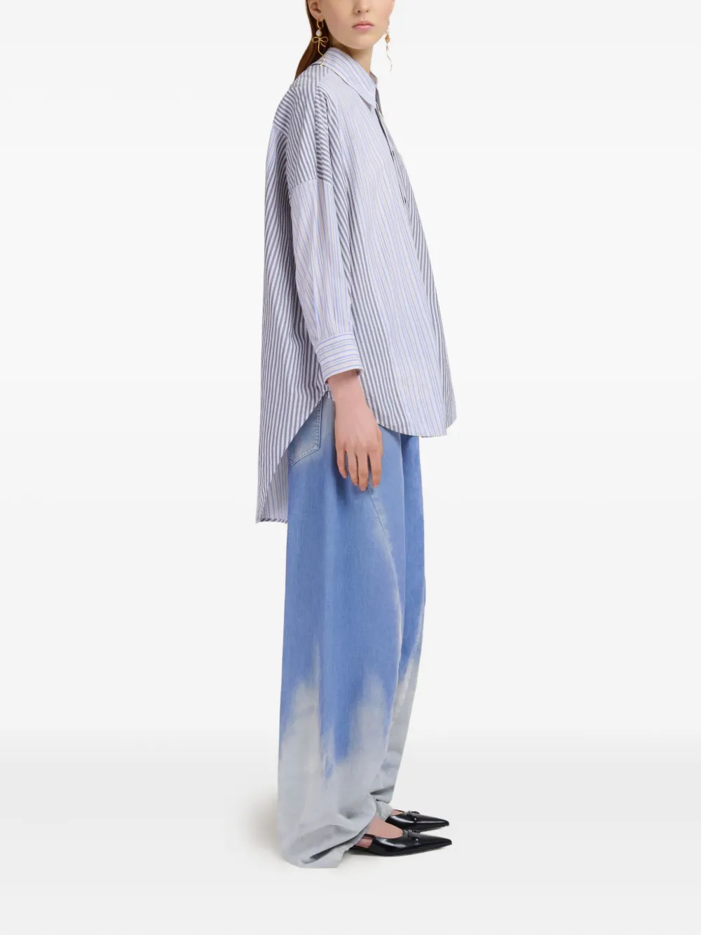 Marni striped cotton shirt - Grijs
