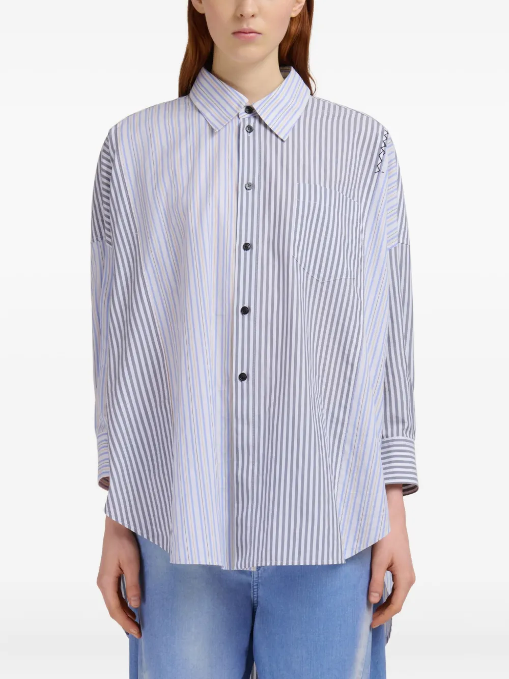 Marni Gestreept katoenen blouse Grijs