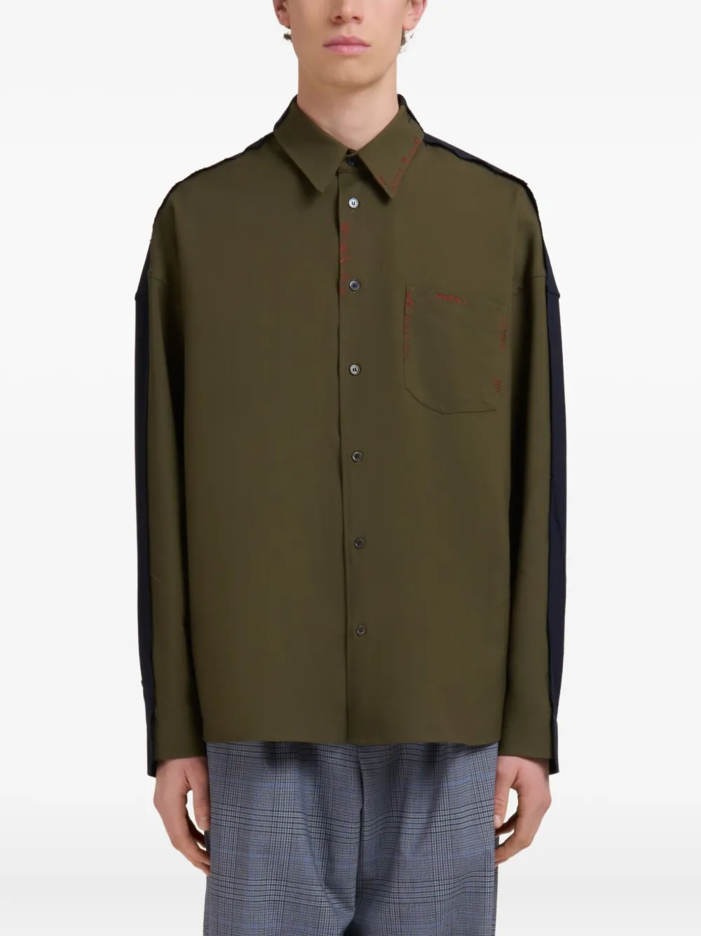 Marni Button-up overhemd met contrasterende mouwen Groen
