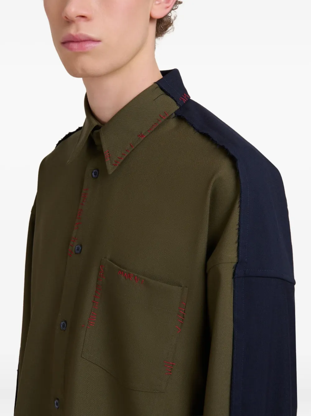 Marni Button-up overhemd met contrasterende mouwen Groen