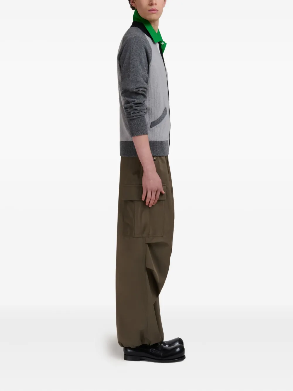 Marni Sweater met geribbeld vlak en rits Grijs