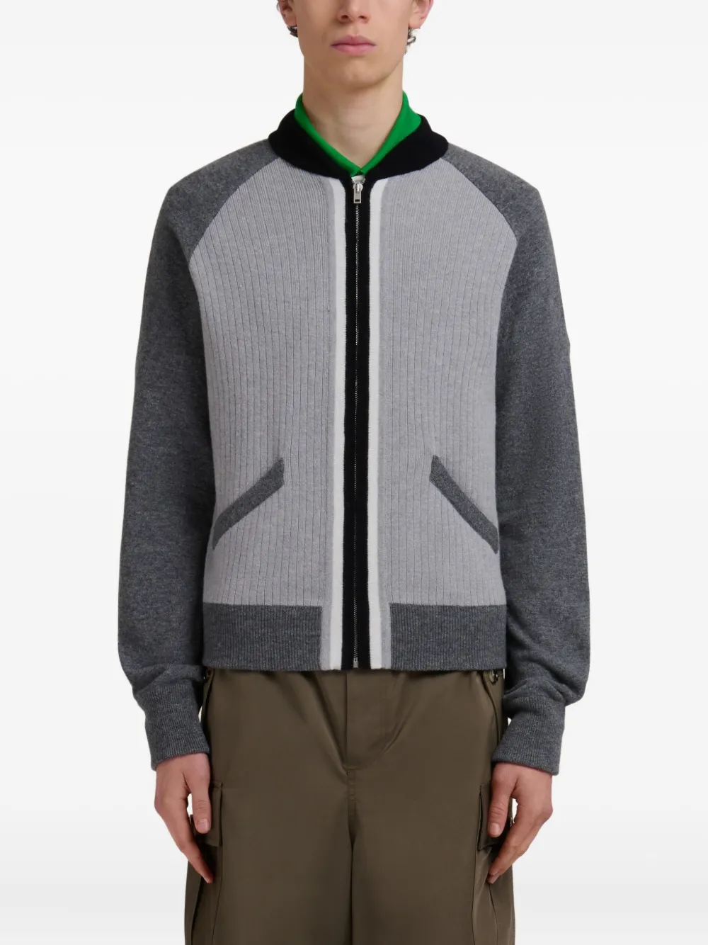 Marni Sweater met geribbeld vlak en rits Grijs