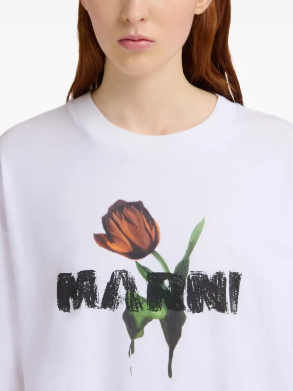 Marni flower-print T-shirt | White | FARFETCH