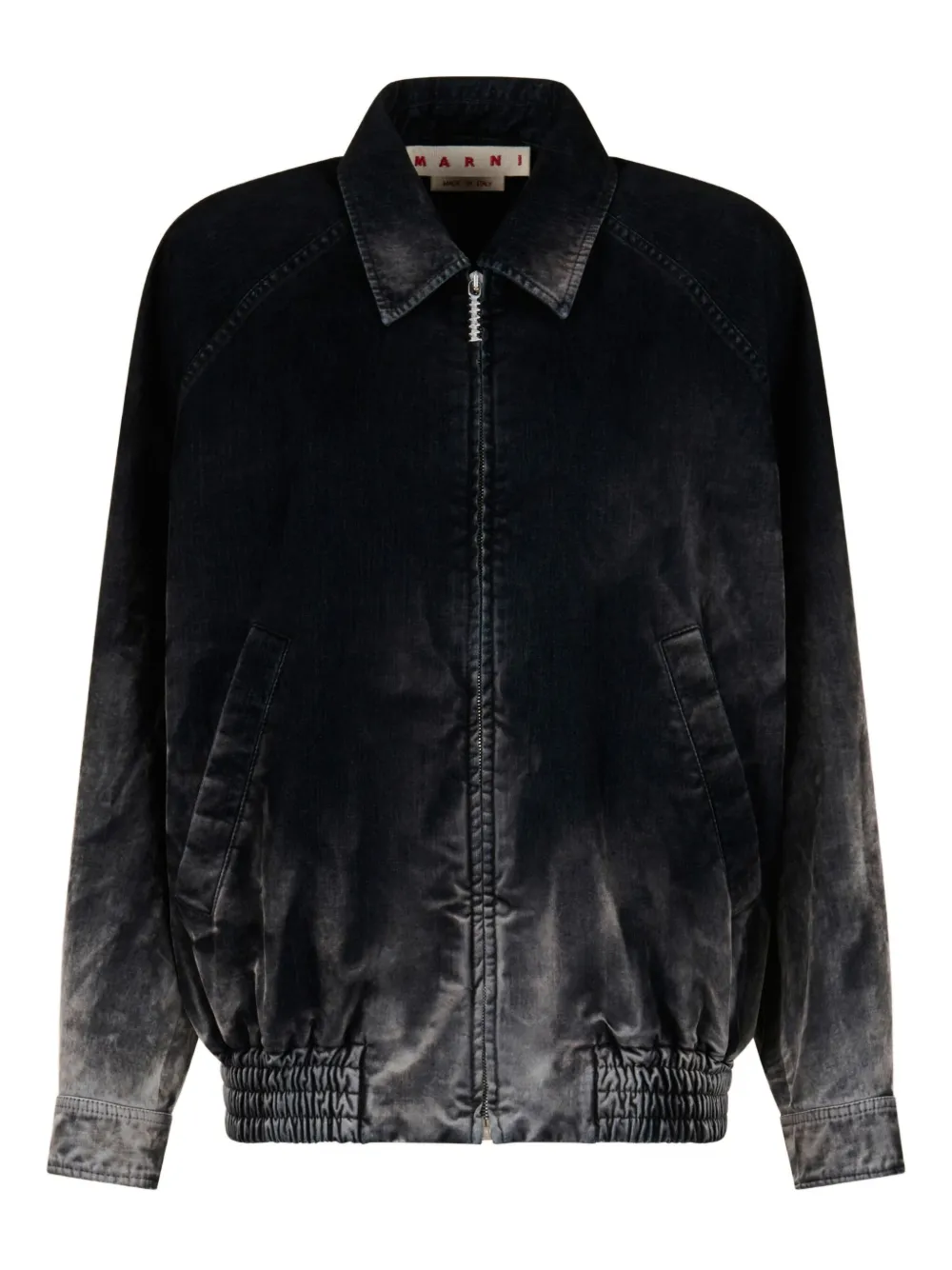 Marni Washed Zip-up Bomber Jacket In Black