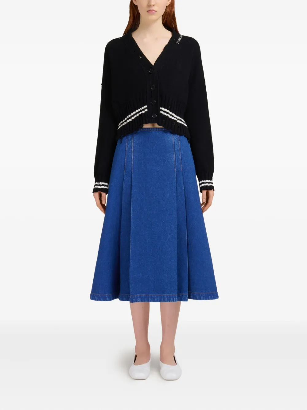Marni Denim rok met geplooid detail - Blauw
