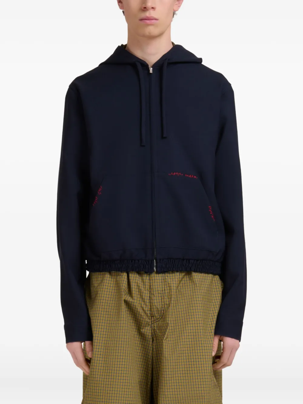 Marni Hoodie met rits 00B99 BLUBLACK