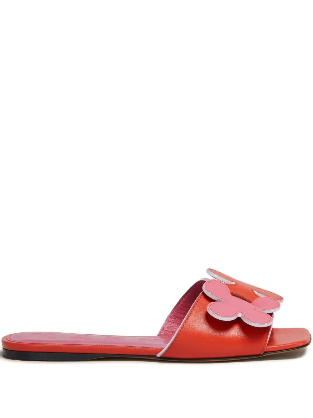 Marni floral-applique slide sandals Orange