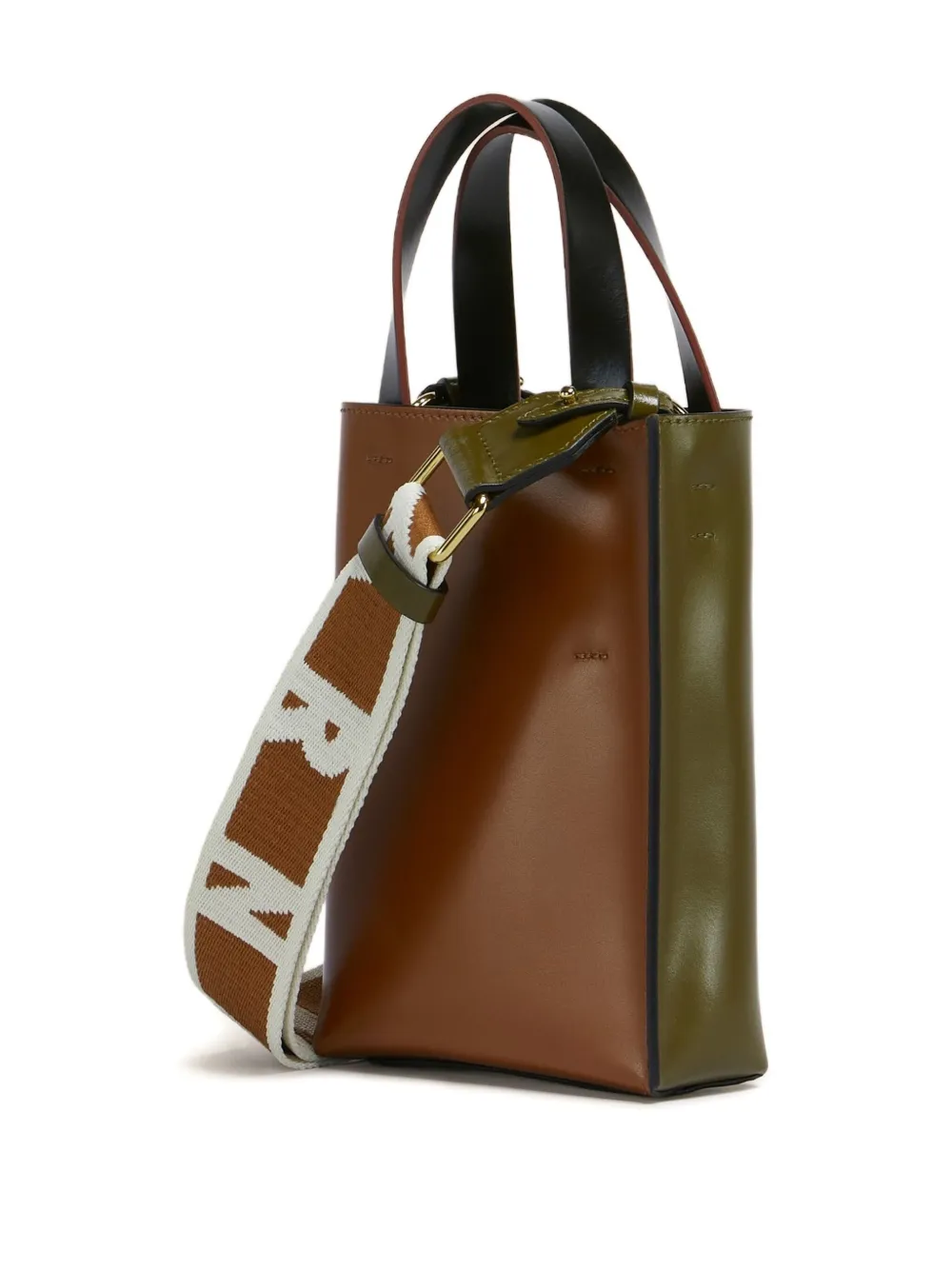 Marni Museo leren shopper Groen