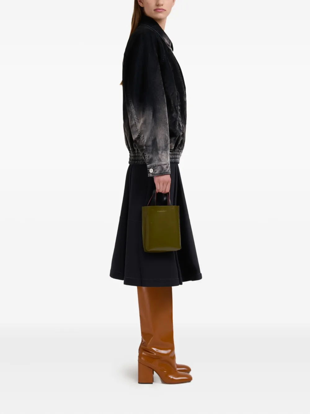 Marni Museo leren shopper Groen