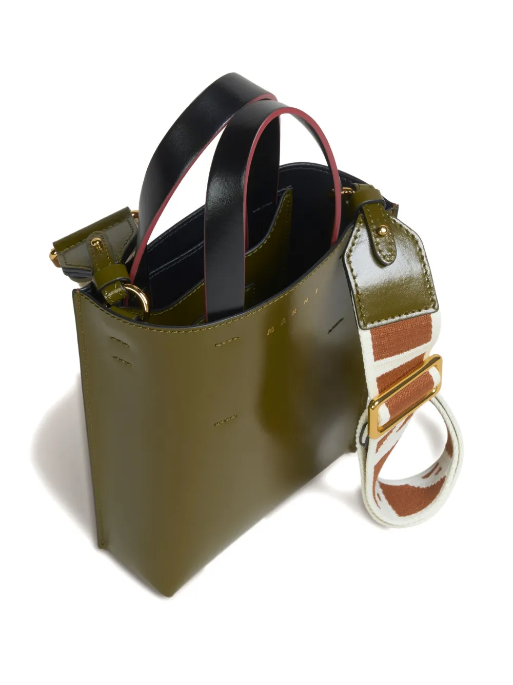 Marni Museo leren shopper Groen