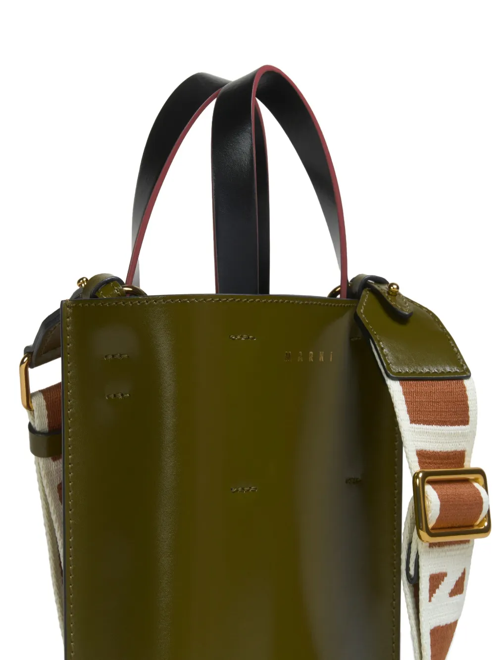 Marni Museo leren shopper Groen