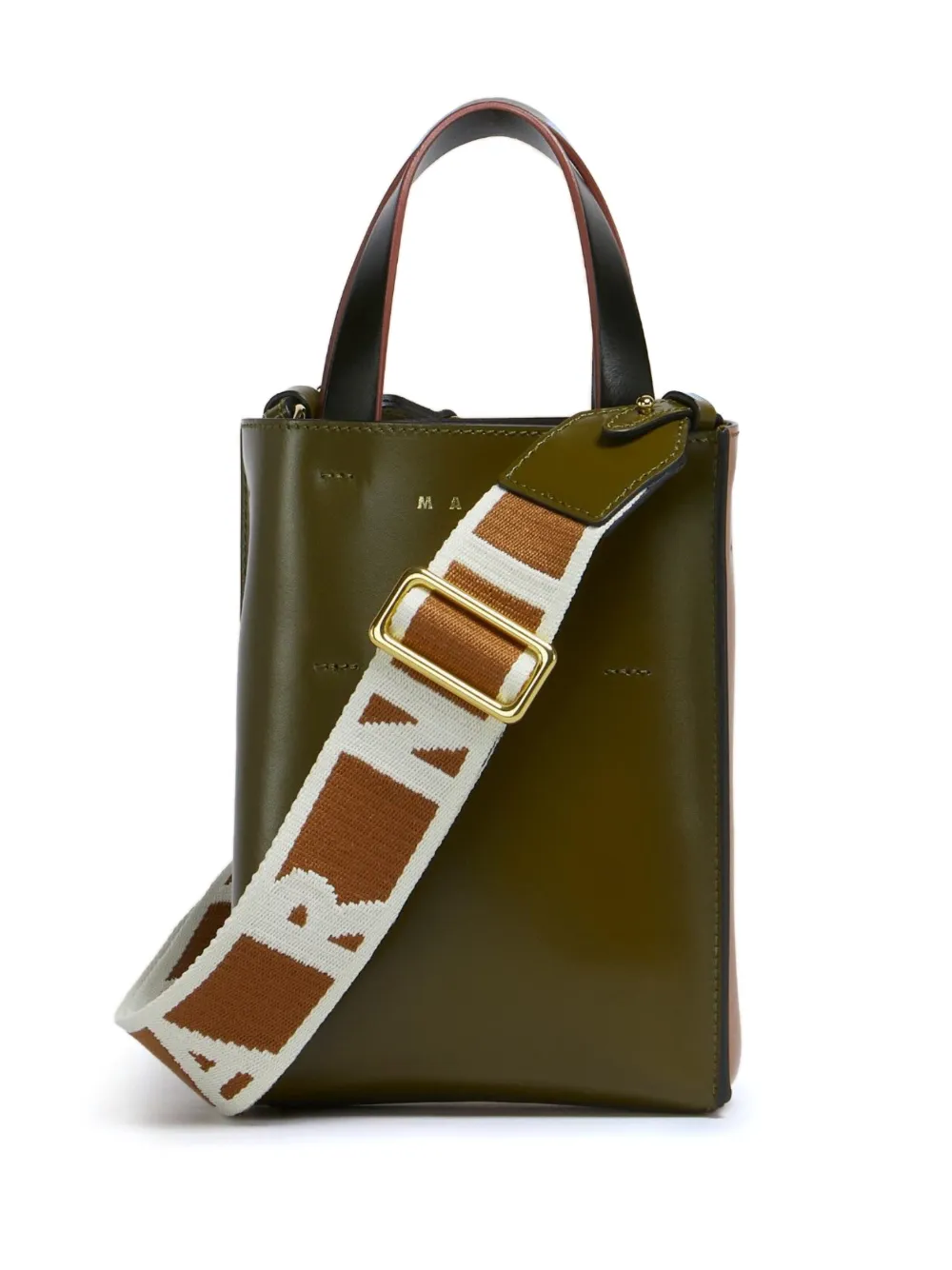 Marni Museo leren shopper Groen