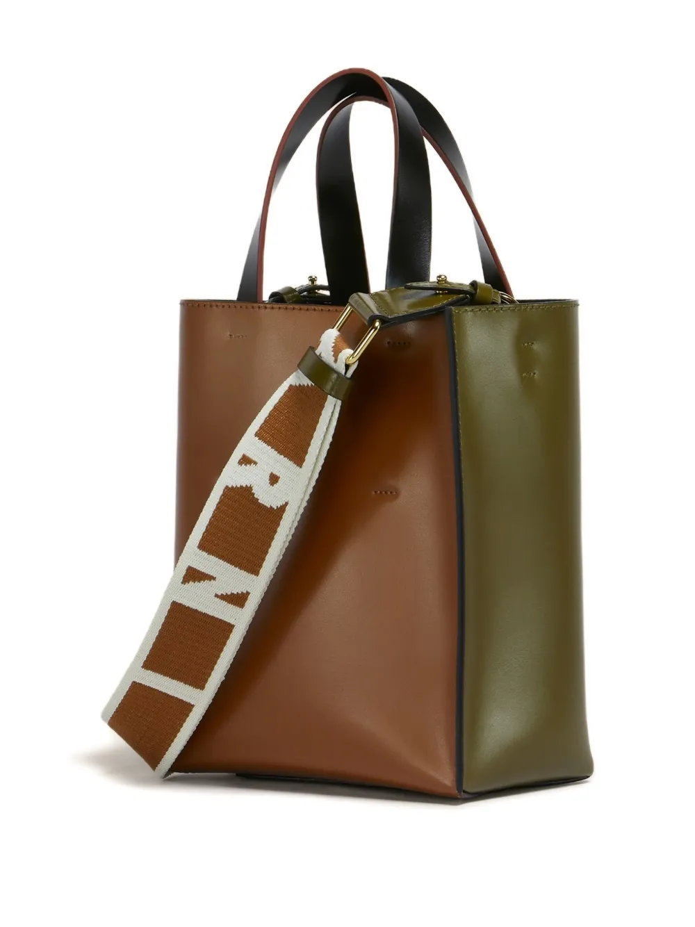Marni Shopper met colourblocking Groen