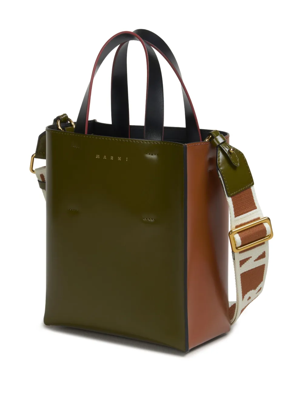 Marni Shopper met colourblocking Groen