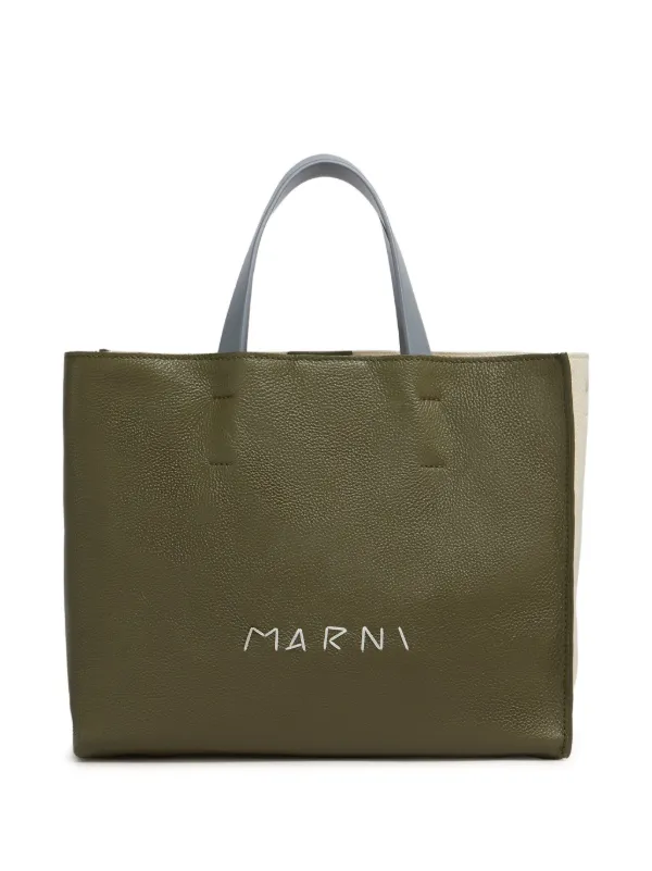 Marni Leather Museo Soft Tote Bag in Blue