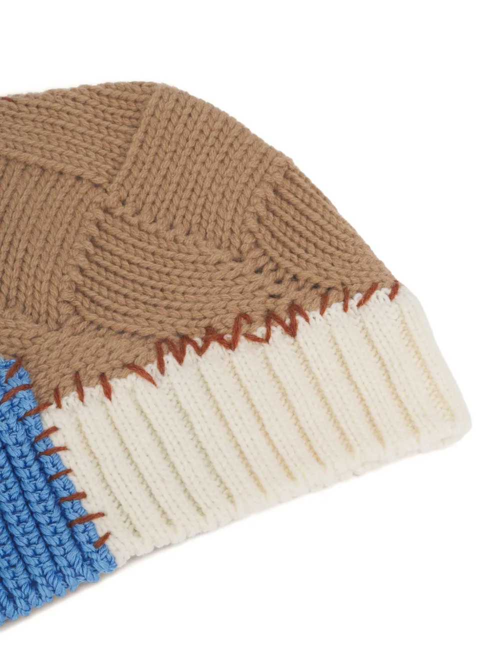 Marni cable-knit colour-block beanie - Beige
