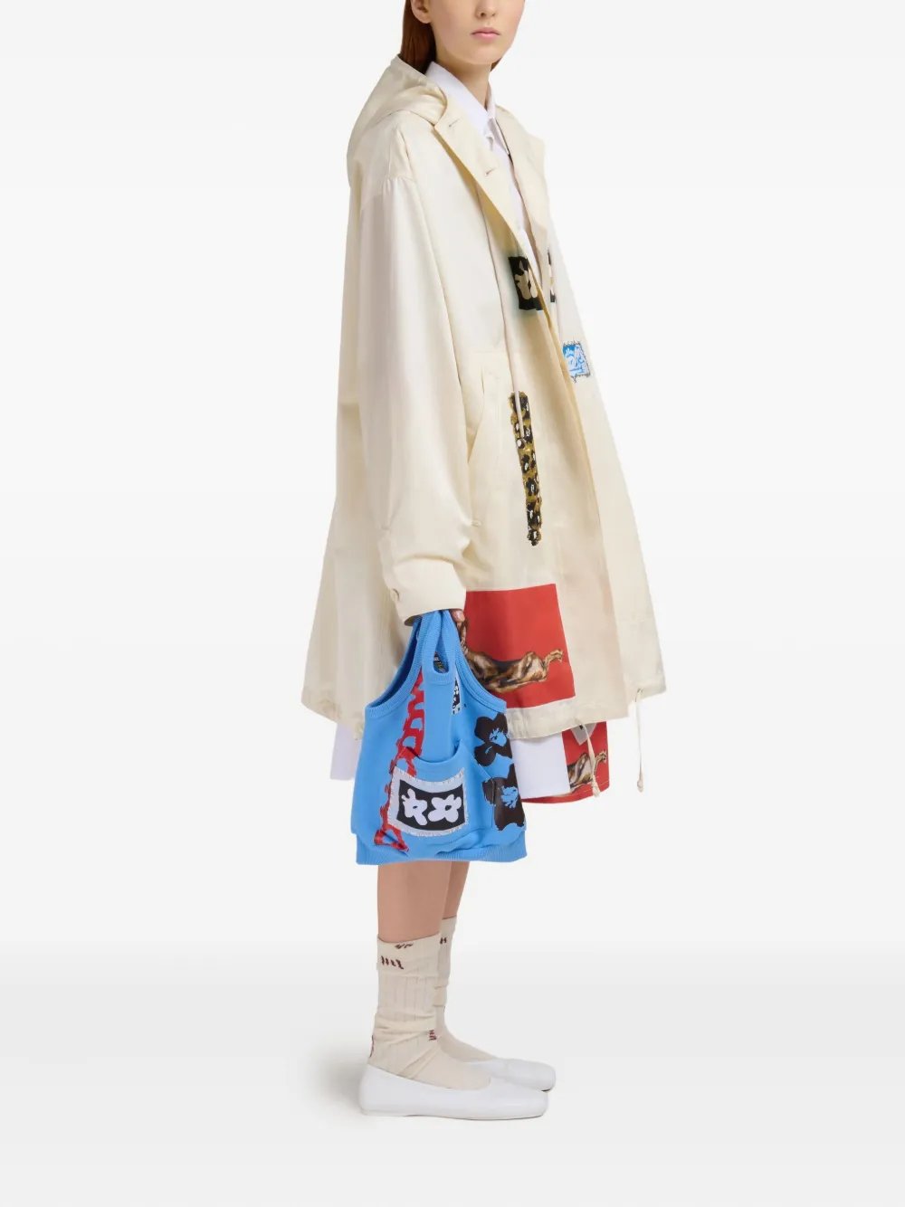 Marni Shopper met grafische print 00B50 BLUE