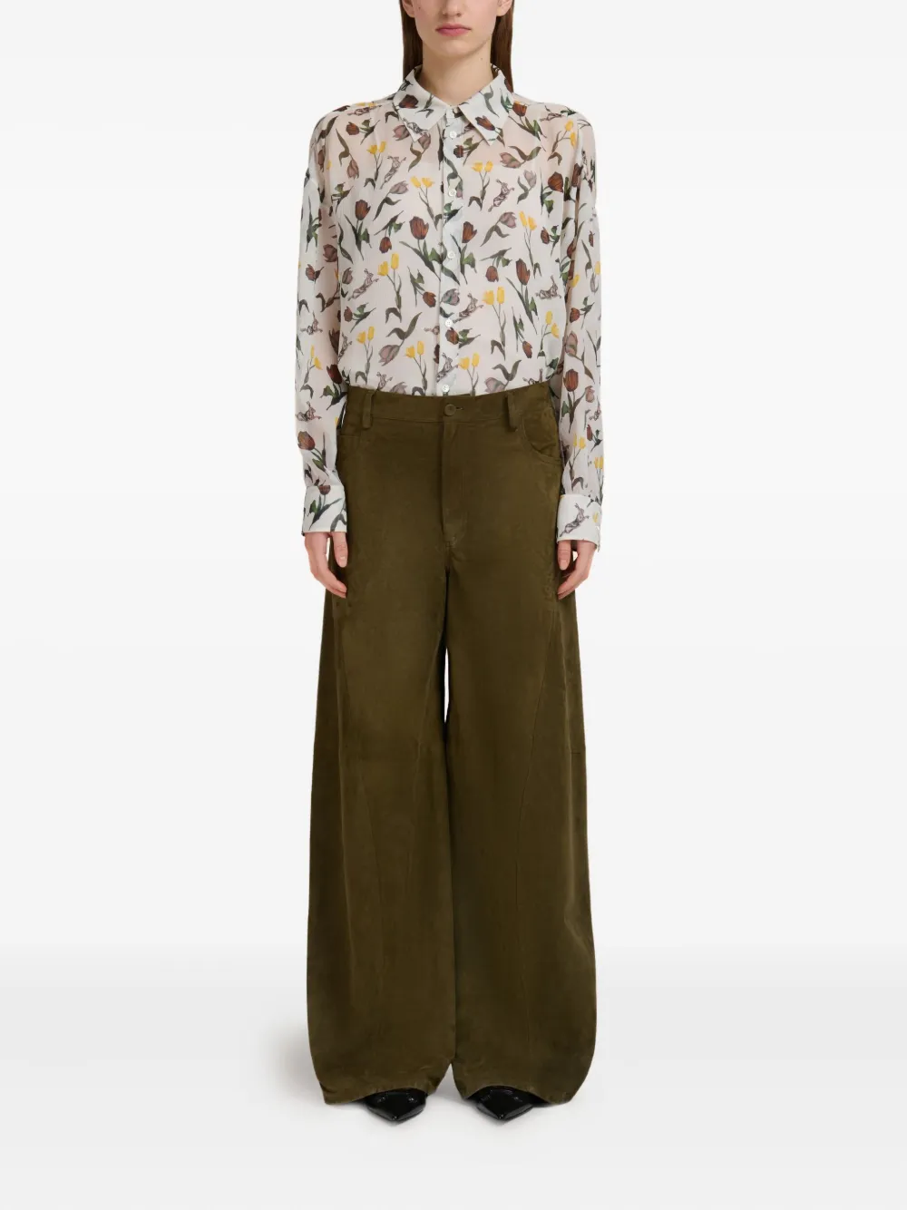 Marni Broek met wijde pijpen - Groen