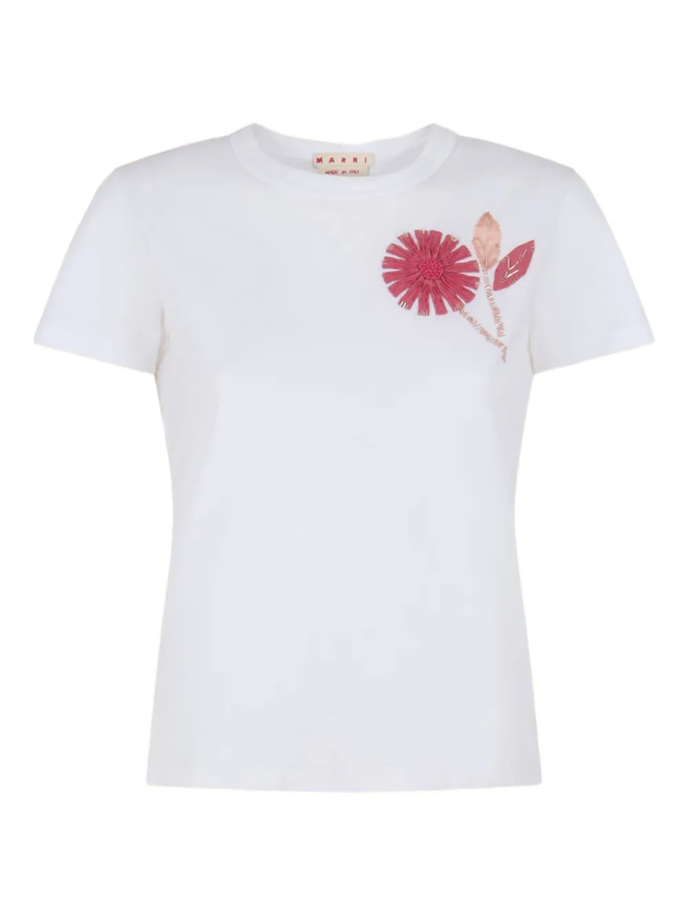 Marni T-shirt met geborduurde bloemen 0AW01 LILY WHITE