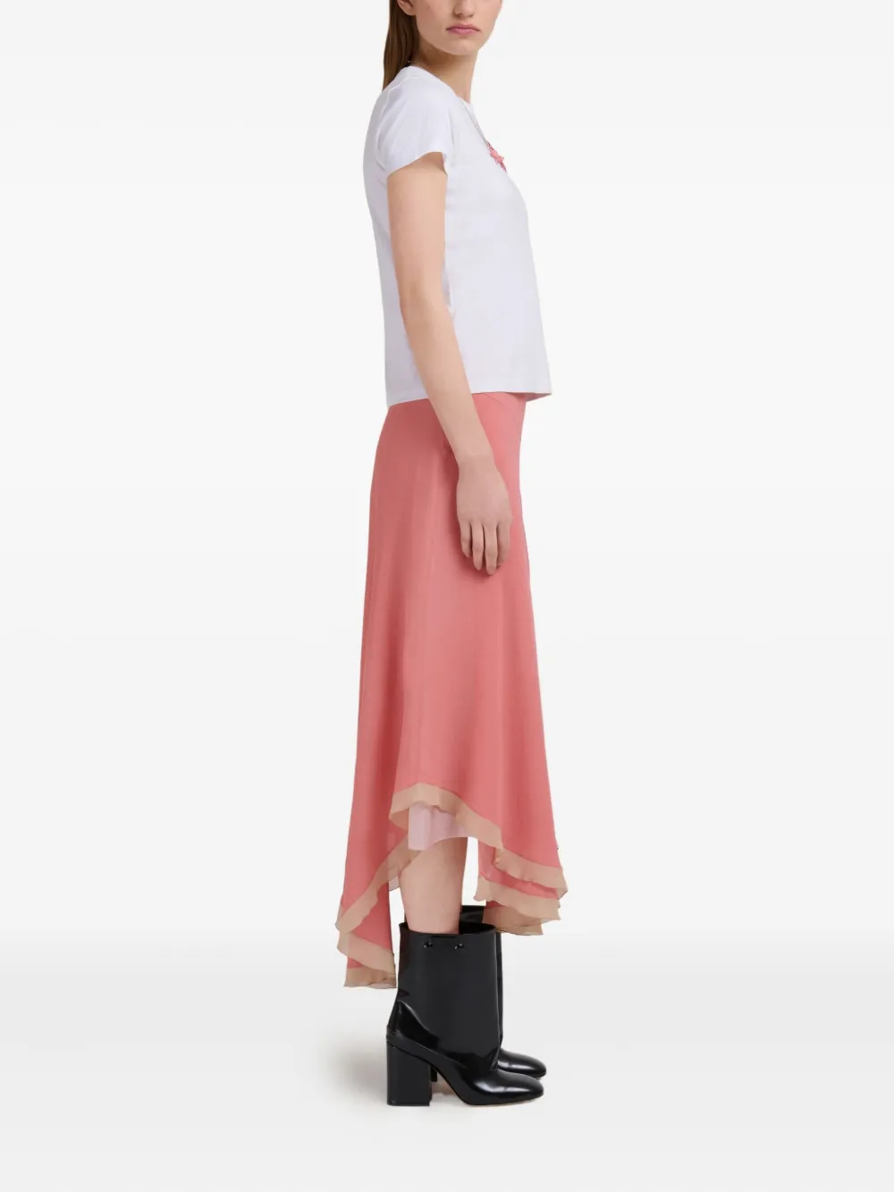 Marni T-shirt met geborduurde bloemen 0AW01 LILY WHITE