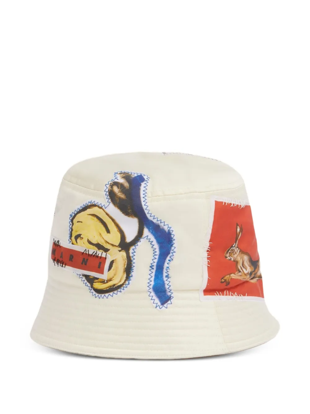 Marni Appliqué-patch Bucket Hat In White