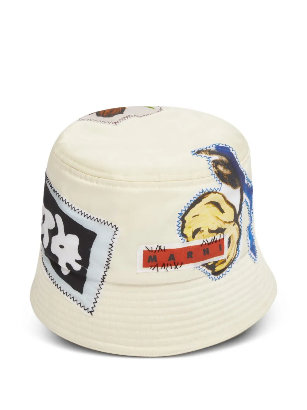 Marni Appliqué-patch Bucket Hat In White