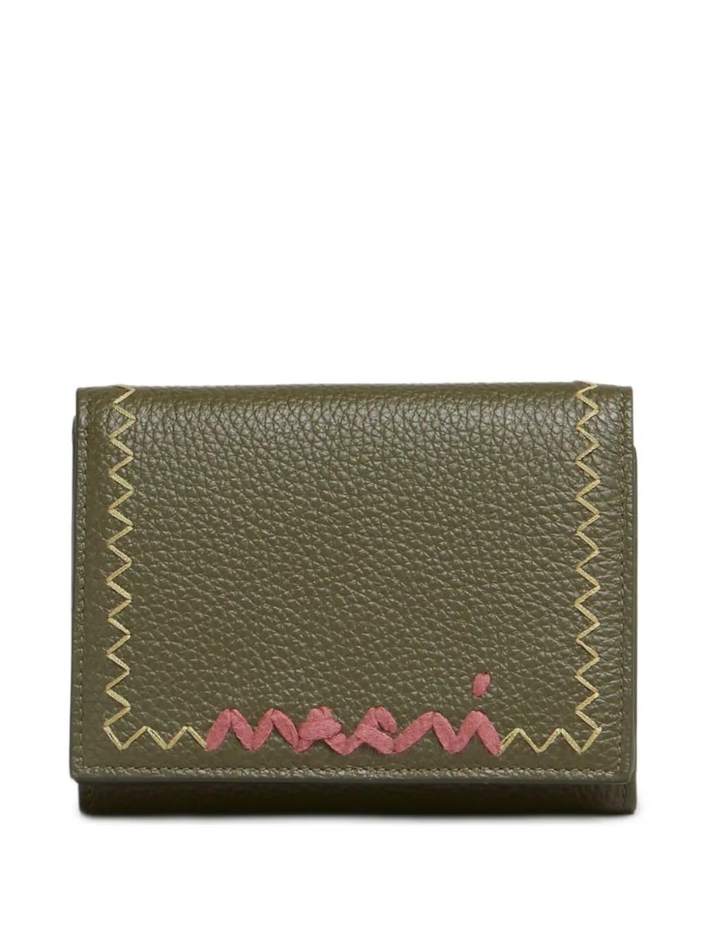 Marni textured leather bi-fold wallet | Green | Image 1
