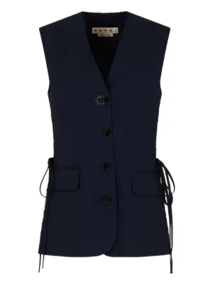 ★関税込★MARNI ダブルブレスト ベスト Marni ダメージ ニットベスト | ホワイト | FARFETCH JP