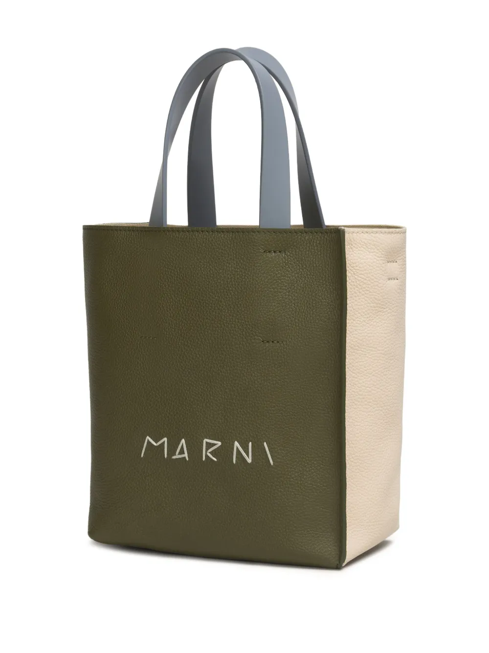 Marni Leren shopper met logoprint Groen