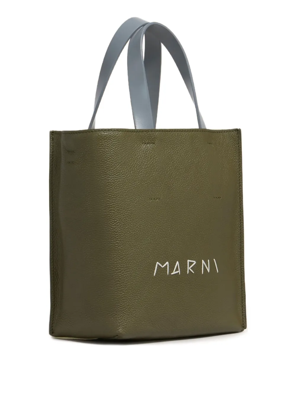 Marni Leren shopper met logoprint Groen