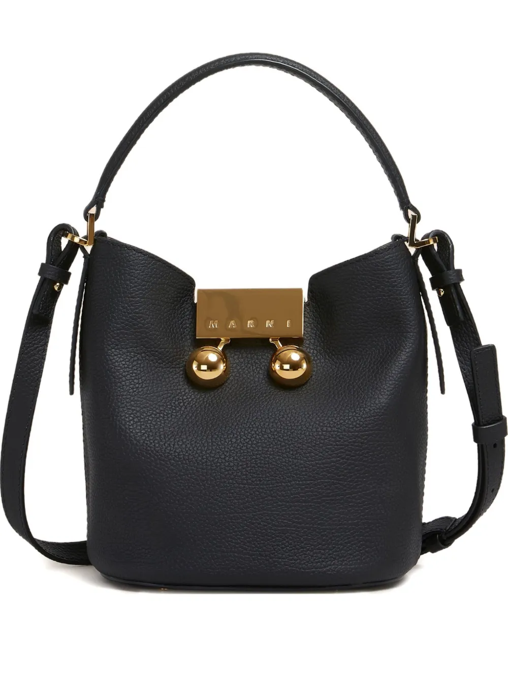 Marni Trunkaroo pebbled-leather bucket bag | Black | Image 1