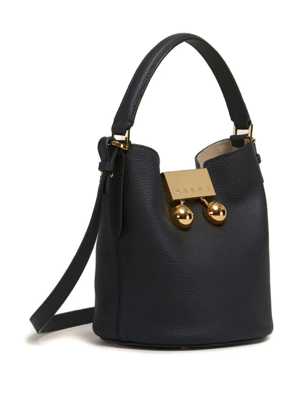 Marni Trunkaroo bucket-tas van bewerkt leer Zwart