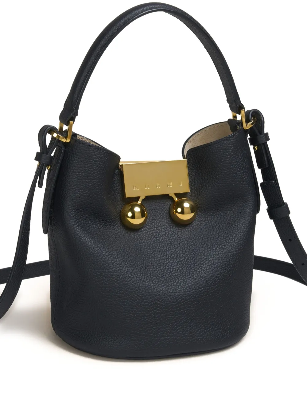 Marni Trunkaroo bucket-tas van bewerkt leer Zwart