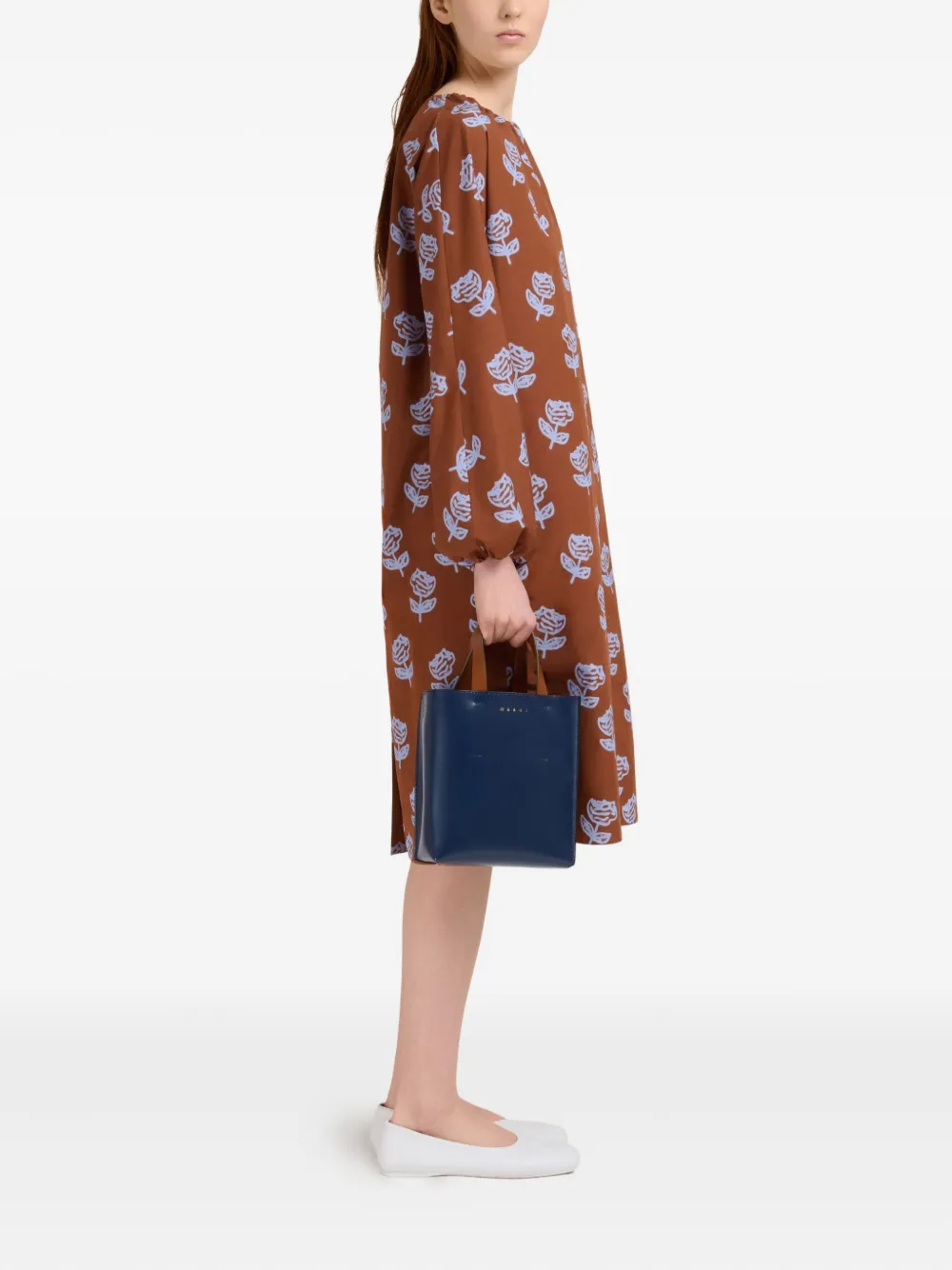 Marni Museo mini-shopper met structuur Blauw